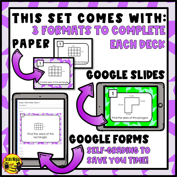 Area and Perimeter Math Task Cards | Paper and Digital | Grade 4 Grade 5