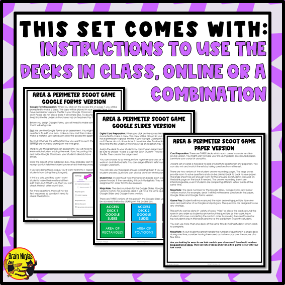 Area and Perimeter Math Task Cards | Paper and Digital | Grade 4 Grade 5