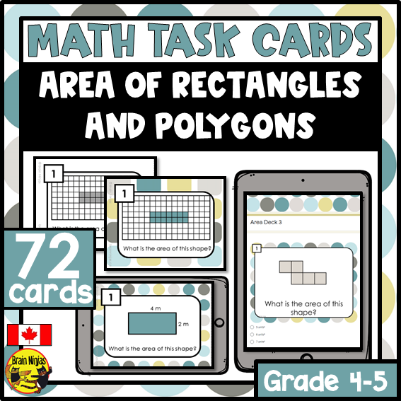Area Math Task Cards | Paper and Digital | Grade 4 Grade 5
