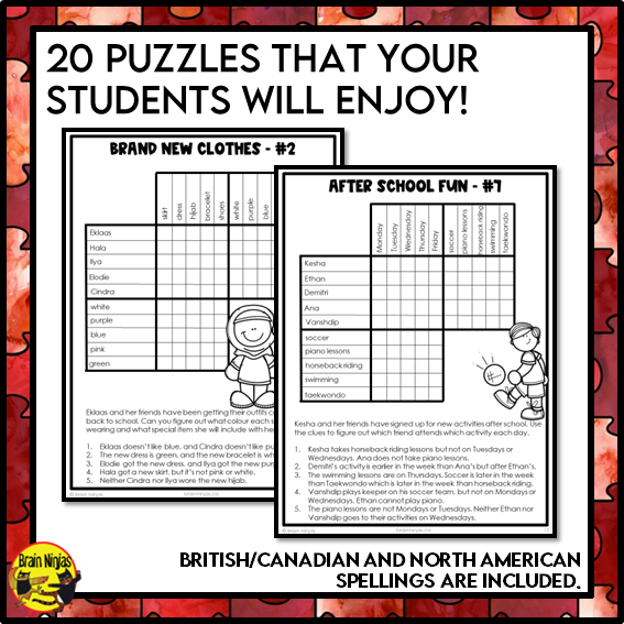 Back to School Logic Puzzles | Paper and Digital