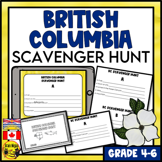 British Columbia Geography Scavenger Hunt | Paper and Digital