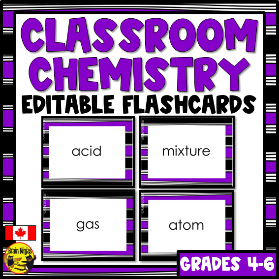 Chemistry Vocabulary | Editable Flashcards | Paper