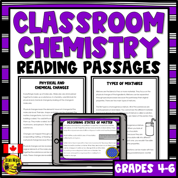 Chemistry Reading Passages | Paper and Digital