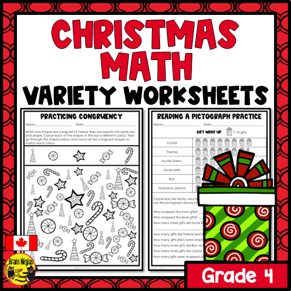 Christmas Math Worksheets | Numbers to 10 000 | Paper