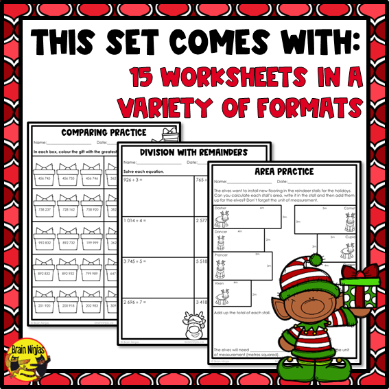 Christmas Math Worksheets | Numbers to 1 000 000 | Paper