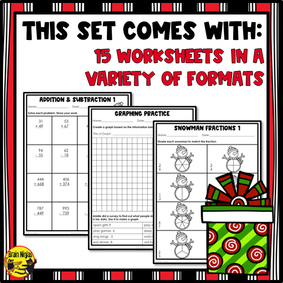 Christmas Math Worksheets | Numbers to 1000 | Paper