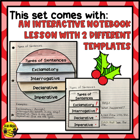 Types of Sentences | Christmas | Paper and Digital