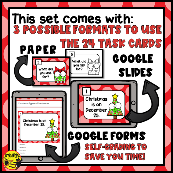 Types of Sentences | Christmas | Paper and Digital