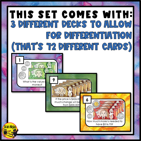 Canadian Money Math Task Cards | Paper and Digital | Grade 4 Grade 5