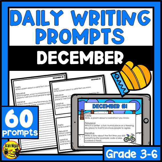 December Monthly Writing Prompts | Paper and Digital – brainninjas