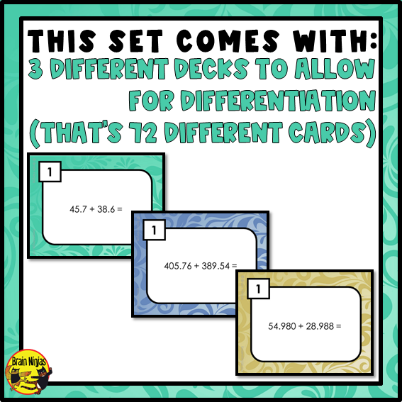 Decimals Addition and Subtraction Math Task Cards | Paper and Digital | Grade 4 Grade 5