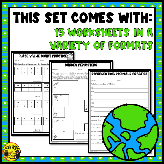 Earth Day Math Worksheets | Numbers to 10 000 | Paper