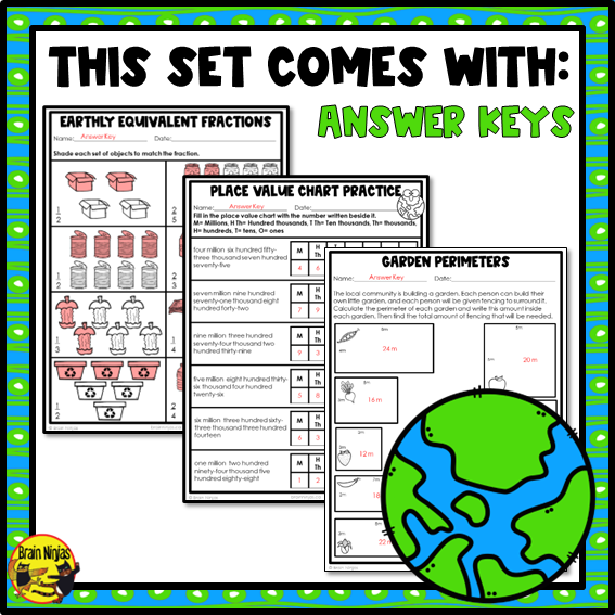 Earth Day Math Worksheets | Numbers to 1 000 000 | Paper