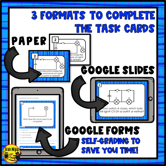 Electricity Circuits Task Cards | Paper and Digital