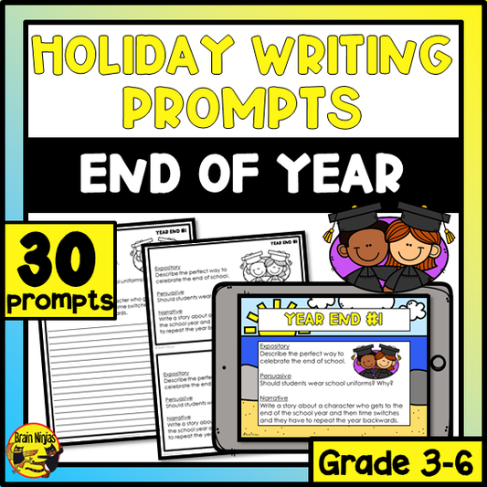 End of the Year Writing Prompts | Paper and Digital