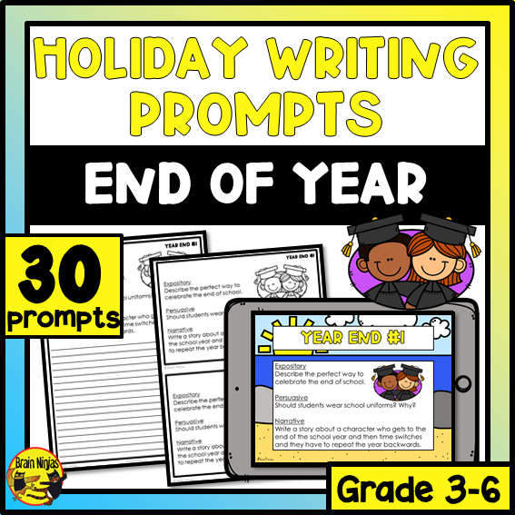 End of the Year Writing Prompts | Paper and Digital
