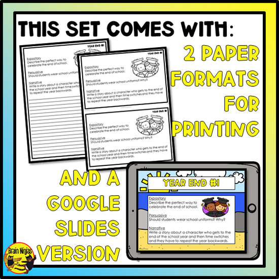 End of the Year Writing Prompts | Paper and Digital – brainninjas