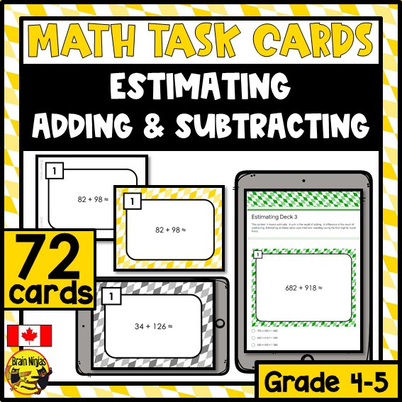 Estimating Sums and Differences Math Task Cards | Paper and Digital | Grade 4 Grade 5