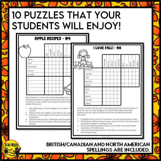 Fall Logic Puzzles | Paper and Digital