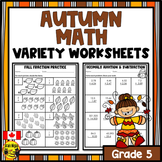 Fall Math Worksheets | Numbers to 1 000 000 | Paper | Grade 5