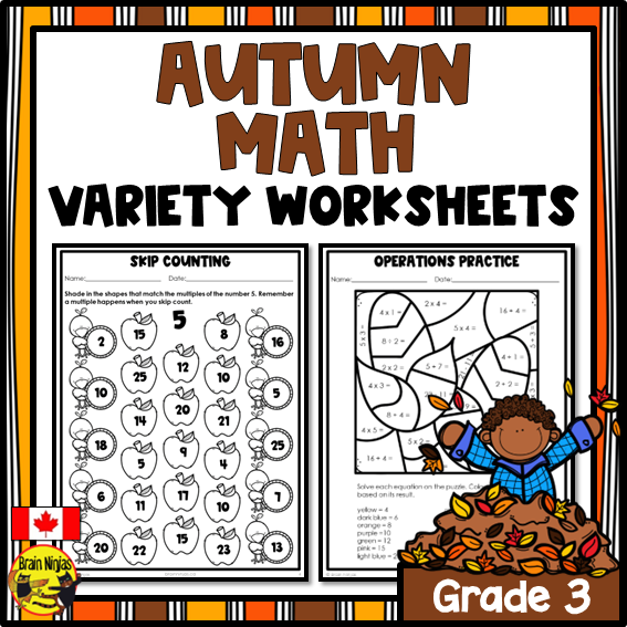 Fall Math Worksheets | Numbers to 1000 | Paper | Grade 3
