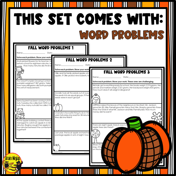 Fall Math Worksheets | Numbers to 1 000 000 | Paper | Grade 5