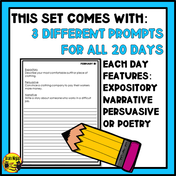 February Monthly Writing Prompts | Paper and Digital