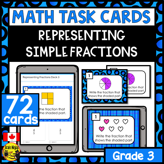 Fractions Math Task Cards | Paper and Digital | Grade 3