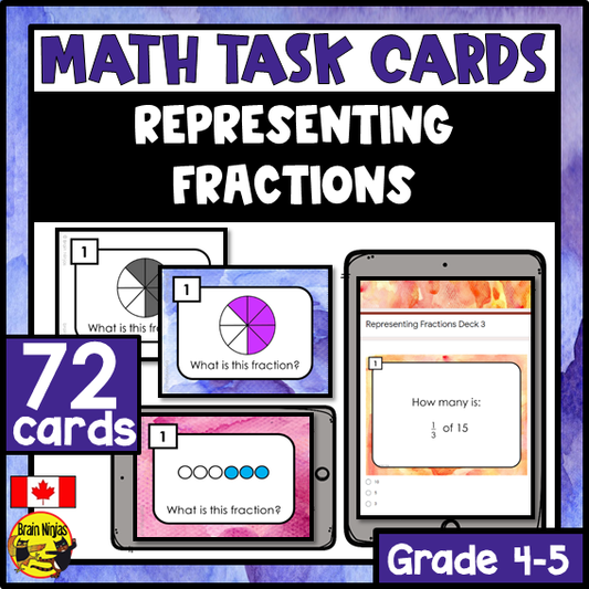 Fractions Math Task Cards | Paper and Digital | Grade 4 Grade 5