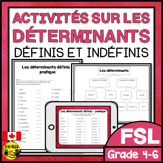 Determiners | Les déterminants définis et indéfinis | French | Paper and Digital