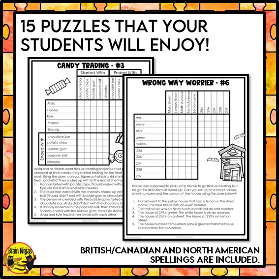Halloween Logic Puzzles | Paper and Digital