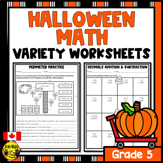 Halloween Math Worksheets | Numbers to 1 000 000 | Paper | Grade 5