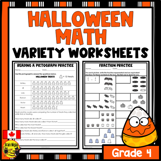 Halloween Math Worksheets | Numbers to 10 000 | Paper | Grade 4