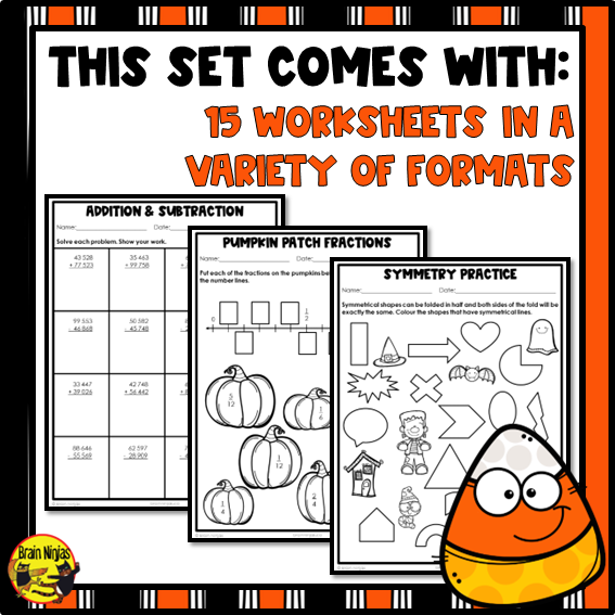 Halloween Math Worksheets | Numbers to 1 000 000 | Paper | Grade 5