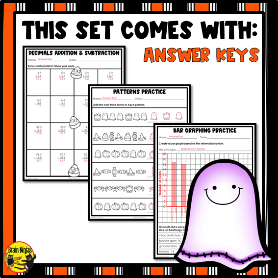 Halloween Math Worksheets | Numbers to 10 000 | Paper | Grade 4