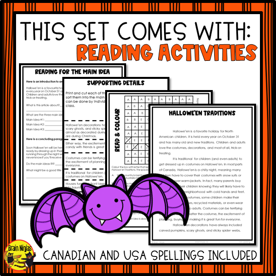 Halloween Reading, Writing and Puzzle Activities | Paper and Digital