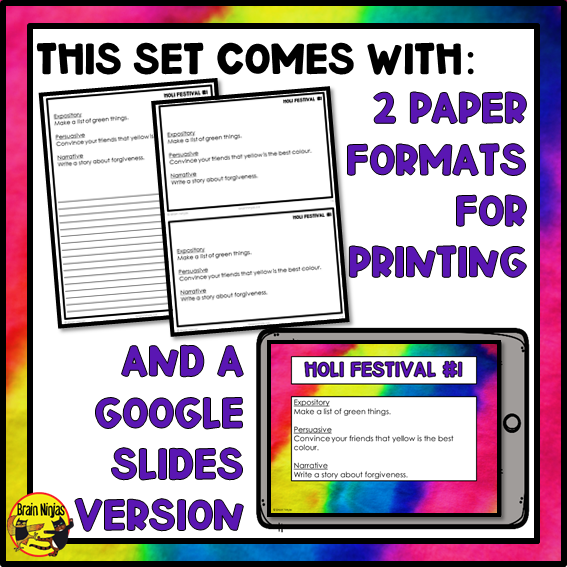 Holi Festival of Colours Writing Prompts | Paper and Digital