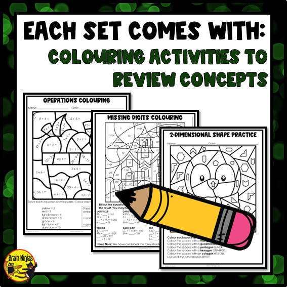 Holiday Math Worksheets Bundle | Numbers to 10 000 | Paper