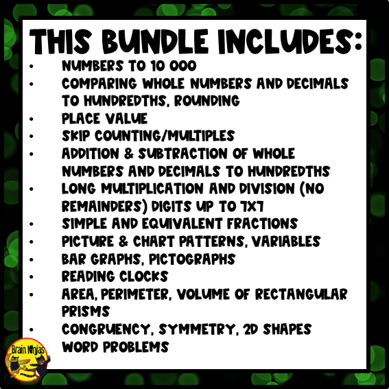 Holiday Math Worksheets Bundle | Numbers to 10 000 | Paper