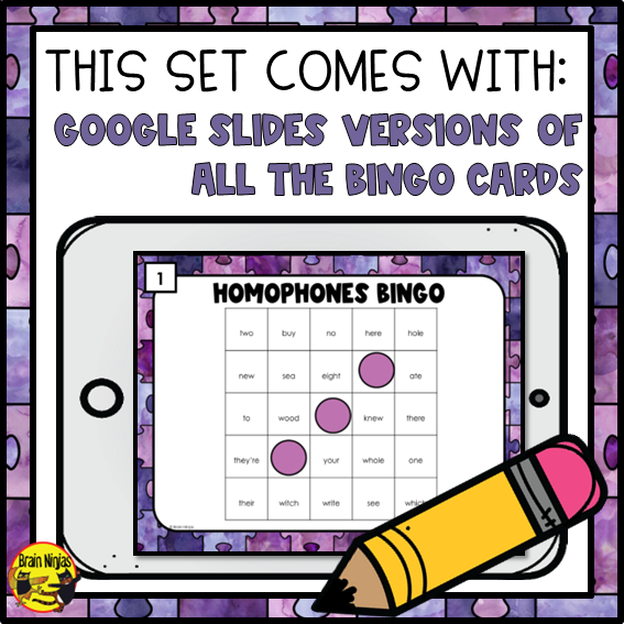 Homophones Bingo | Paper and Digital