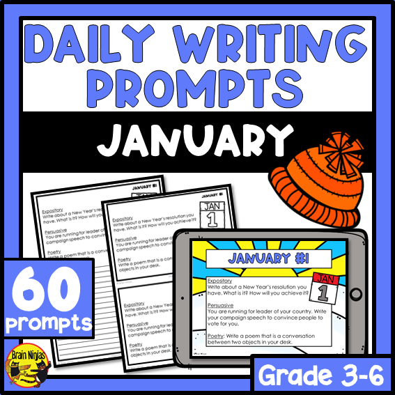 January Monthly Writing Prompts | Paper and Digital
