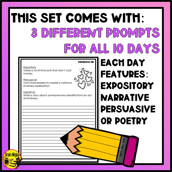 Kindness Writing Prompts | Paper and Digital