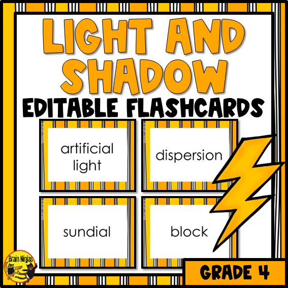 Light and Shadow Vocabulary | Editable Flashcards | Paper