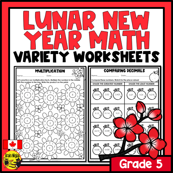 Lunar New Year Math Worksheets | Numbers to 1 000 000 | Paper