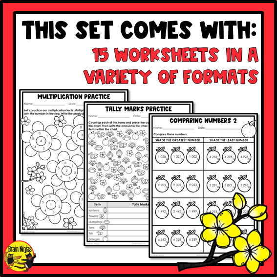 Lunar New Year Math Worksheets | Numbers to 1000 | Paper