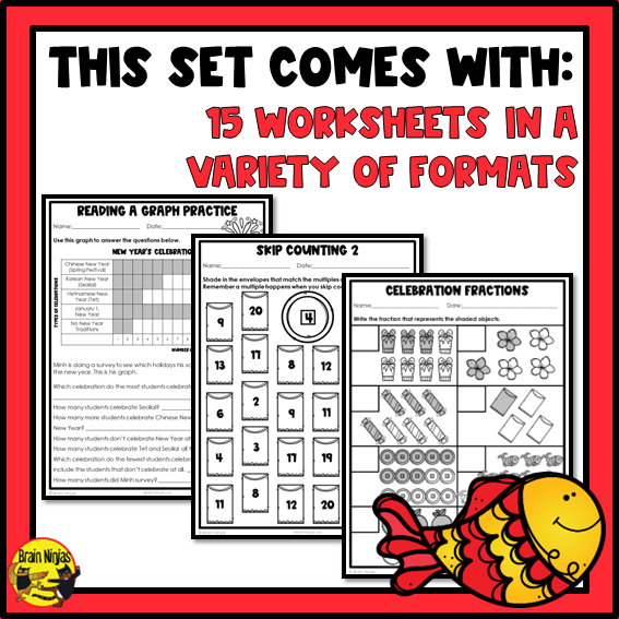 Lunar New Year Math Worksheets | Numbers to 10 000 | Paper