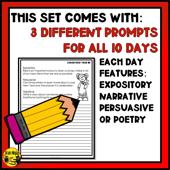Lunar New Year Writing Prompts | Paper and Digital