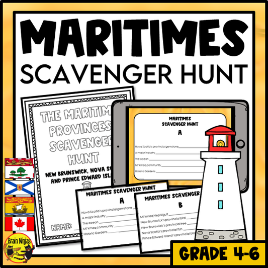 Maritimes Geography Scavenger Hunt | Paper and Digital
