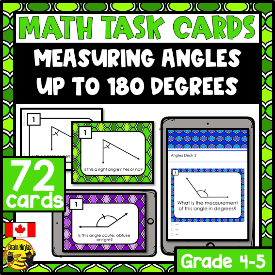 Angles Math Task Cards | Paper and Digital | Grade 5 Grade 6