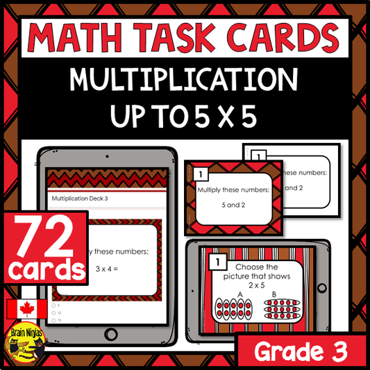 Multiplication Math Task Cards | Paper and Digital | Grade 3